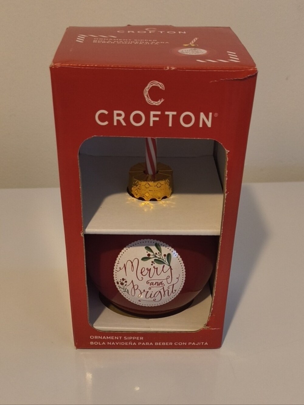 Crofton red and gold Ornament Sipper